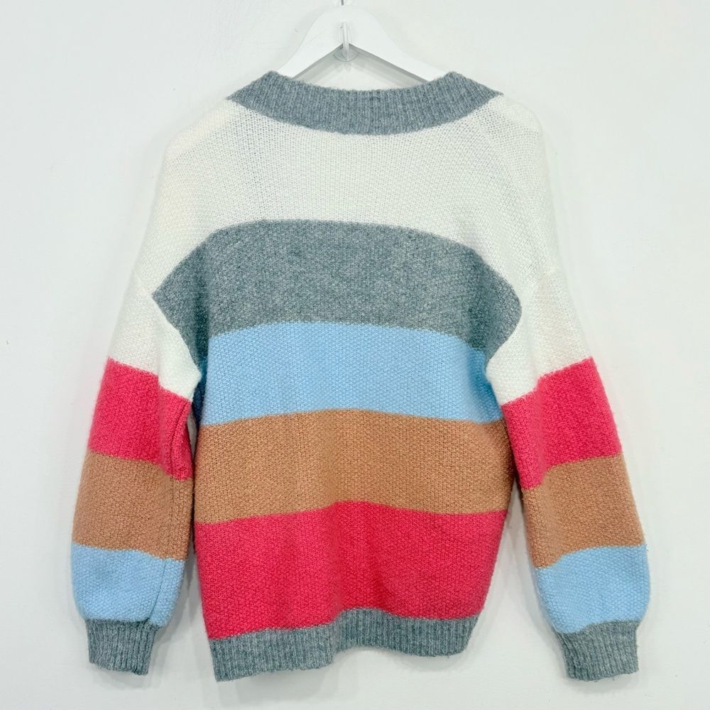 Thml Blue Orange Color Block Stripe Open Front Fu… - image 6